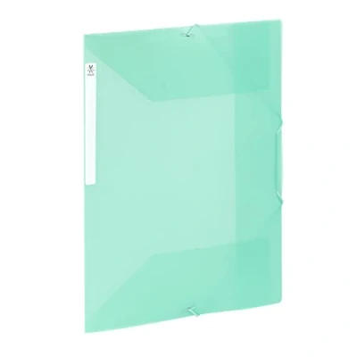 Image de Viquel Chemise 3 rabats en plastique grande capacité Boite de classement A4 avec étiquette d&#039;identification Vert translucide