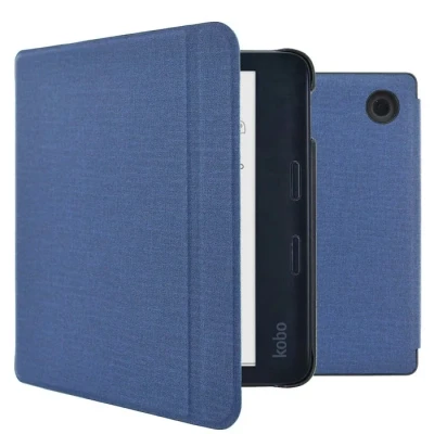 Image de Étui de liseuse portefeuille Canvas Sleepcover avec support Kobo Libra Colour Bleu foncé iMOSHION®