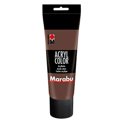 Image de Marabu 12010025040 acrylique Color marron moyen 225 ml, peinture crémeuse à base d&#039;eau, séchage rapide, résistant la lumière, imperméable, applicable au pinceau et l&#039;éponge sur toile, papier bois.