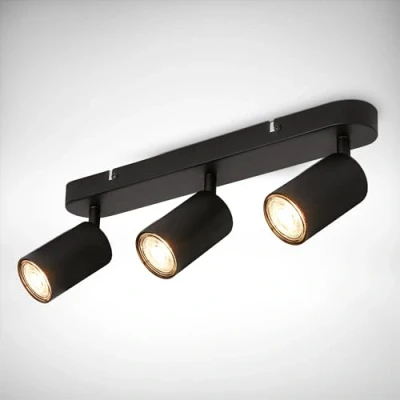 Image de B.K.Licht plafonnier orientable, GU10, lampe à 3 flammes, Luminaire de plafond, salon, chambre, cuisine, longueur 30 cm, noir