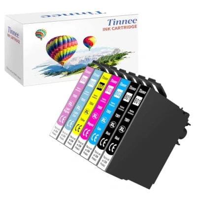 Image de Tinnee 7er Pack T0807 Multipack Cartouche d&#039;encre Compatible pour Epson 80XL T801 T802 T803 T804 T805 T806 T807 Stylus Photo R265 R360 R285 P50 PX700W PX710W PX800FW PX810 PX650