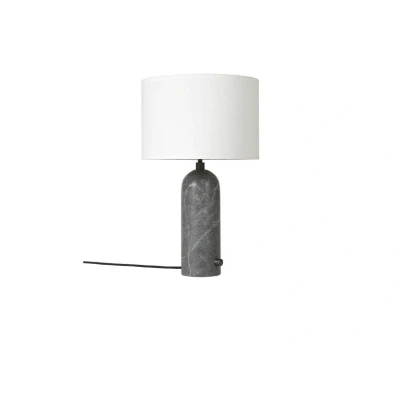 Image de GUBI Lampe de table Grablancy S grey marble + abat jour blanc