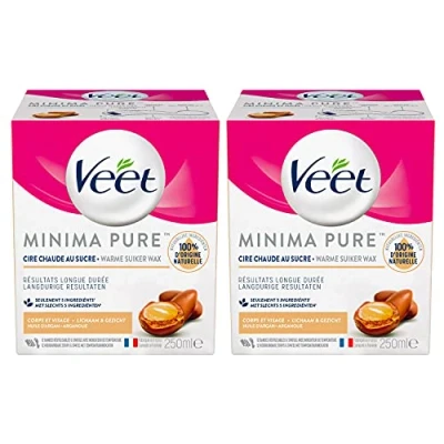 Image de Veet Cire au Sucre Minima 100% d’Ingrédients d&#039;Origine Naturelle pour une Douceur Longue Durée Huile d&#039;Argan (Lot de 2)