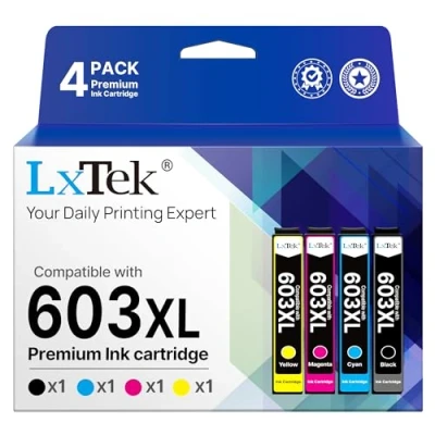 Image de LxTek Compatible Cartouche d&#039;encre Remplacement pour Epson 603XL Expression Home XP 2100 2105 3100 3105 4100 Workforce WF 2850 2835 2830 (Noir Cyan Magenta Jaune, 4 Pack)