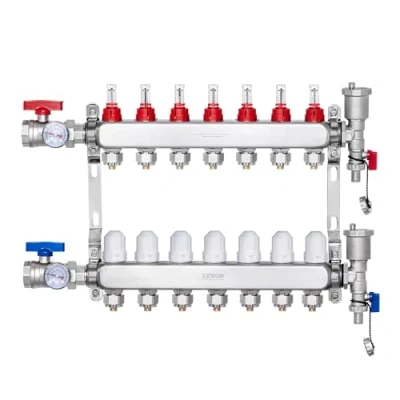 Image de VEVOR 7 verwarmingscircuits verwarmingscircuitverdeler vloerverwarmingsstroomindicator 5L/min