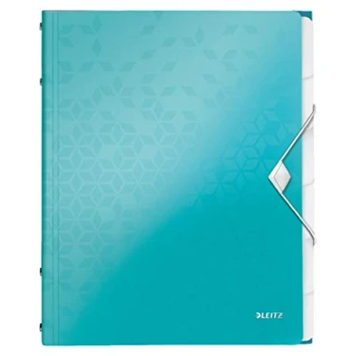 Image de Leitz Trieur A4, Contient jusqu&#039;à 200 Feuilles, Index Intégré à 6 Onglets, Fermeture Élastique, Menthe Métallisé, WOW, 46330051