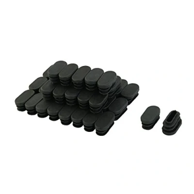 Image de sourcing map 40pcs Bouchon Pied de Chasie Embout Capuchon Jambe Tube Insert Table Meuble Protection Ovale Plastique Noir 30 x 15 mm