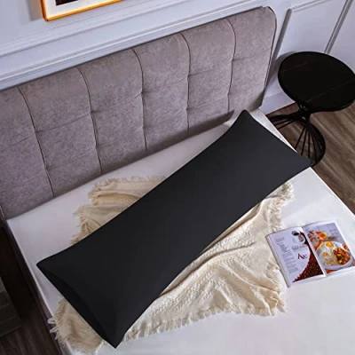 Image de Taie d&#039;oreiller Microfibre Noir 50 x 135 cm, Housse de Coussin avec la Fermeture à Enveloppe