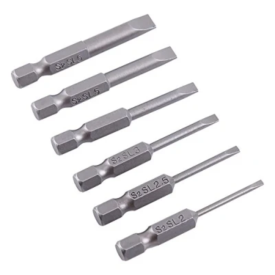 Image de Set de 6Pcs 50mm 2.0 6.0mm 1/4&quot; Embouts Vissage Magnétique Extension Tournevis Queue Hexagonal Tête Fendue pour Tournevis, Forets, Perceuses