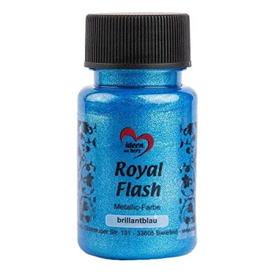 Image de ideen mit herz Royal Flash peinture métallique acrylique brillance métallique, avec de fines particules paillettes séchage rapide à base d&#039;eau 50 ml (bleu brillant)