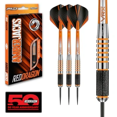 Image de RED DRAGON Amberjack 9: 28g Fléchettes Pointes Acier avec Ailettes et Tiges de Flechettes