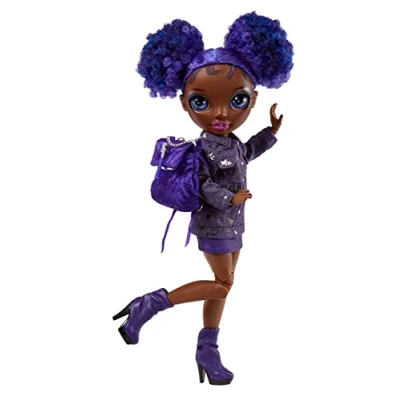 Image de RAINBOW High 582984 Junior Krystal Bailey Poupée Mannequin Arc en Ciel de 23 cm avec 1 Tenue et Accessoires Dont Sac à Dos Tissu Qui s’ouvre/se Ferme 6 Ans +, Violet