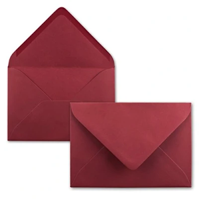 Image de 75x enveloppes C6 couleur: rouge foncé 11,4 x 16,2 cm fermeture: gommée pour papier A4, A5, A6 et invitations, salutations lettres FarbenFroh by GUSTAV NEUSER
