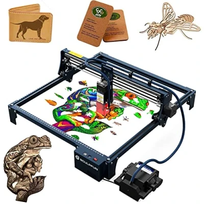 Image de Sculpfun S30 Machine de gravure laser, graveur laser engraver and cutter avec Carte mère 32 bits, assistant d&#039;air automatique 30 l/min, rail industriel, interrupteur limiteur, 410 x 400mm