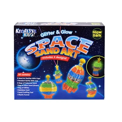 Image de KandyToys Kit d&#039;art de sable spatial scintillant et lumineux pour enfants Art du en mouvement Ensemble Arts artisanat les