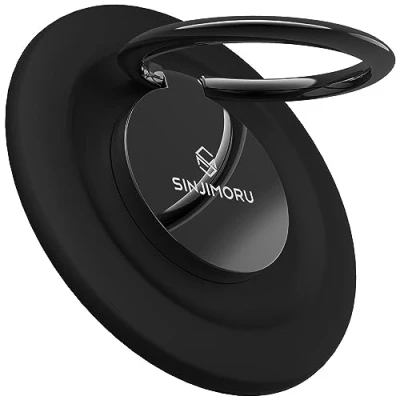 Image de Sinjimoru Magnetic Phone Ring Holder for Apple MagSafe Case, Detachable Grip Stand Compatible with iPhone 12 Pro &amp; 13, 14 Series. M Ringo Metallic Black