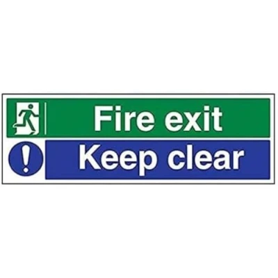 Image de vsafety 14012bp r/Fire Exit Keep Clear Fire Sign, 1 mm en plastique rigide, paysage, 600 x 200