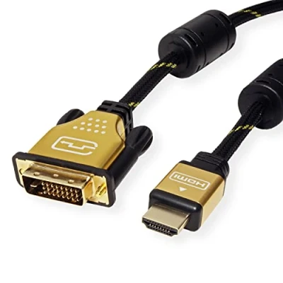 Image de ROLINE Câble GOLD DVI HDMI I d&#039;écran Dual Link D vers avec Ethernet et résolution 4K UHD noir, 1m