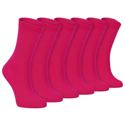 Image de Sock Snob Lot de 6 paires femme coton fine unies couleur uni qualite chaussettes (37 42 eu, PL30 Deep Fuchsia)
