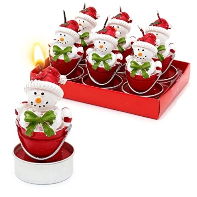 Image de Dekohelden24 Lot de 6 Bonhomme Neige dans Un Seau Dimensions Chaque Bougie (L x l H) : 4 7 cm, cm.