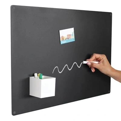 Image de KalaMitica Tableau Magnétique Mural en Acier, Écrivable à la Craie, Couleur Noir Anthracite, 56x38x0,12 cm
