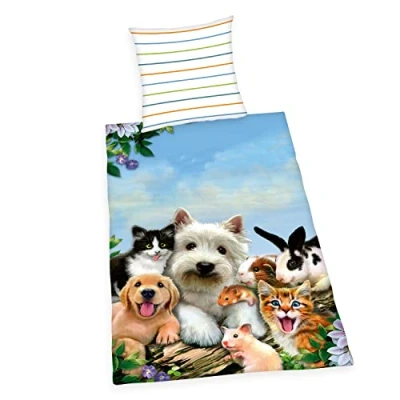 Image de Herding Selfies Les Animaux Domestiques Parure de lit, Multicolore, 80x80, Coton