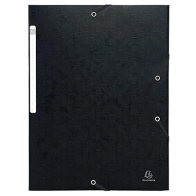 Image de Exacompta Réf. 55751E Paquet de 10 chemises à élastiques Scotten pochettes 3 rabats Maxi Capacity en carte lustrée gaufrée dim 24 x 32 cm pour documents au format A4 couleur noir