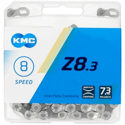 Image de M Wave 12nr DLC Black KMC Z8 Silver/Grey Chaîne 8 Vitesses 1/2&quot; x 3/32&quot;, 114 maillons, argenté/Gris Unisexe Adulte, 7.3mm