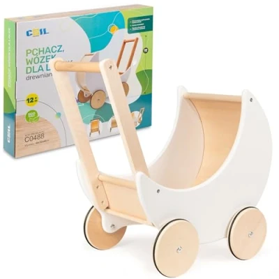 Image de COIL Poussette pour poupée Trotteur en bois Roues caoutchouc Jouet enfant