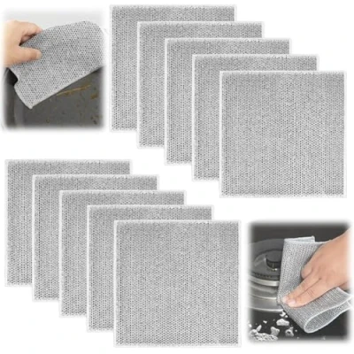 Image de Vicloon Épais Chiffons à Vaisselle Polyvalents en Fil, 10 Pièces Torchons Réutilisables, Humides et Secs Anti Rayures, pour Aciers Inoxydables, Vaisselle, Éviers, Comptoirs
