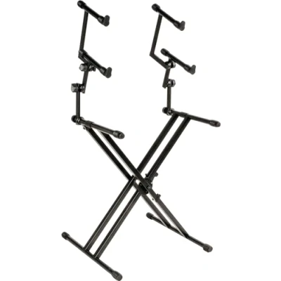 Image de Quik Lok QL/623 Support pour clavier à pieds doubles et trois plateformes Noir