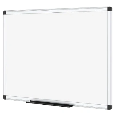 Image de VIZ PRO Tableau Blanc Magnétique Effaçable à Sec, Cadre en Aluminium Argenté, 120 x 90 cm