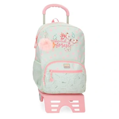 Image de Movom Enchanted Forest Sac à Dos Scolaire avec Chariot Vert 31 x 42 13 cm Polyester 16,93 l, Vert, 31x42x13 cms,