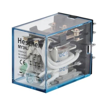 Image de Heschen Gereral MY3NJ Relais de puissance 12 V DC Bobine 5 A 24 VDC/220 VAC 3PDT Indicateur LED 11 broches