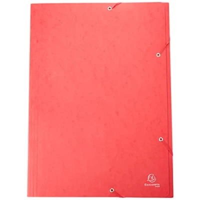 Image de Exacompta Réf. 59503E 1 chemise à élastiques pour grand format pochette 3 rabats en carte lustrée 600 g/m2 dimensions 32 x 44 cm documents au A3 couleur rouge