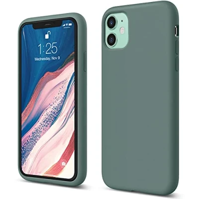 Image de elago Coque Silicone Liquide Compatible avec iPhone 11 (6,1&quot;) Case en Premium, Doublure Microfibre Douce, Lèvre Surélevée pour Écran &amp; Caméra, Protection Complète (Vert Nuit)