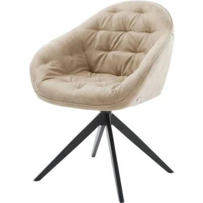Image de Chaise pivotante Gaio Flex microvelours beige vintage pied croisé large noir pivotement sur 360 fonction bascule