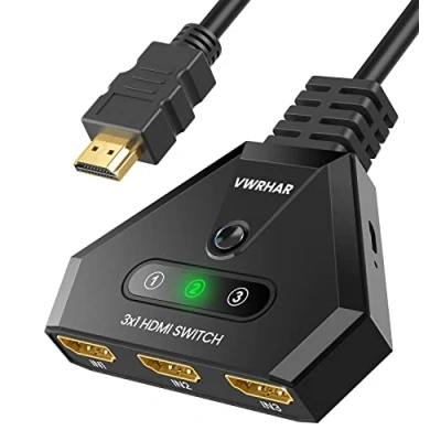 Image de Switch HDMI, Multiprise HDMI 4K 3 Entrée 1 Sorties Multi avec Câble Haute Vitesse, Commutateur HDCP 2.2 UHD/3D/4K pour TV Fire Stick, PS5,Sky Box,X Box,Games Consoles,DVD,PC,Roku Etc