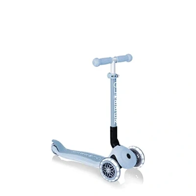 Image de GLOBBER Junior Foldable Lights ECOLOGIC Trottinette 3 Roues pour Enfants de 2 Ans à 6 Ans, Bleu Clair