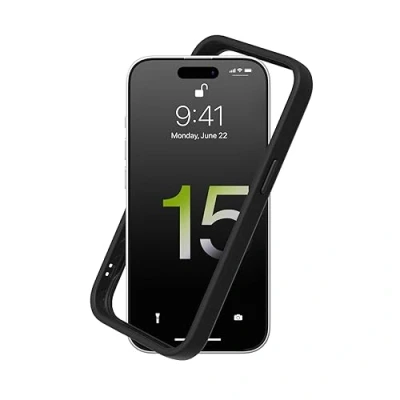 Image de RhinoShield Coque Bumper Compatible avec [iPhone 15] CrashGuard Protection Fine Personnalisable Absorption des Chocs [sans BPA] Noir