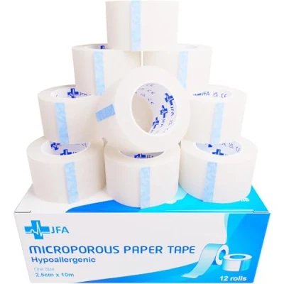 Image de Sparadrap chirurgical microporeux ruban médical de premiers secours 2,5 cm x 10 m Lot 12 rouleaux