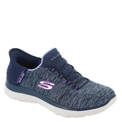 Image de Skechers Femme Hands Free Slip Ins Summits Dazzling Haze Basket, Bleu Marine, 38 EU Large
