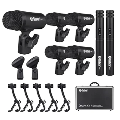 Image de D Debra DK7 Pro Kit de 7 Microphones filaires pour Batterie Performance et d&#039;enregistrement avec micros, Clip Micro Options Batterie, Caisse Claire, Toms en Rack/Sol