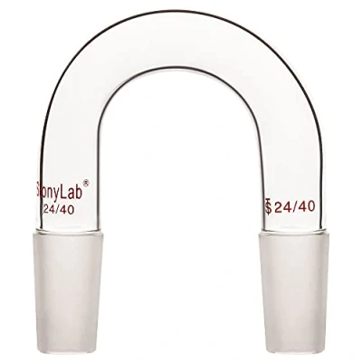 Image de stonylab Verre Adaptateur D&#039;entrée, pour Vide/Gaz Inerte en Forme de U Borosilicaté avec Joint Intérieur Conique Standard 24/40