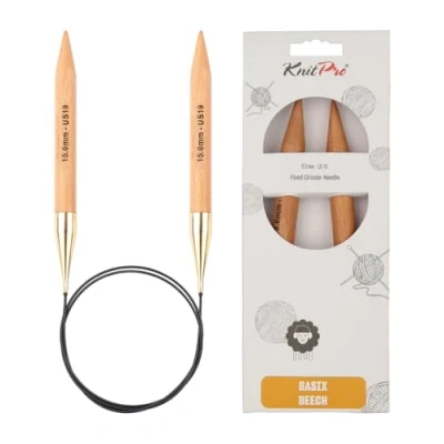 Image de KnitPro 120 cm x 15 mm Basix Aiguilles circulaires Fixes en Bouleau
