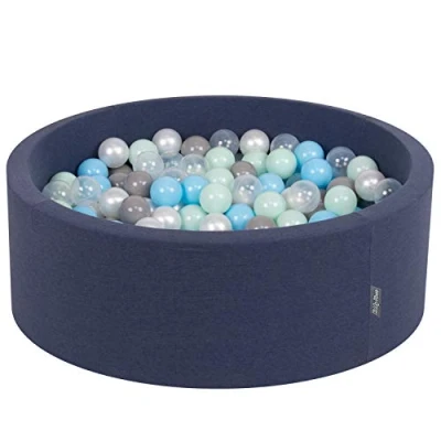 Image de KiddyMoon Piscine À Balles pour Bébé Rond 90X30cm/200 7Cm Fosses Boules Jouet Enfant, Bleu Foncé:Perle/Gris/Transparent/Babyblue/Menthe