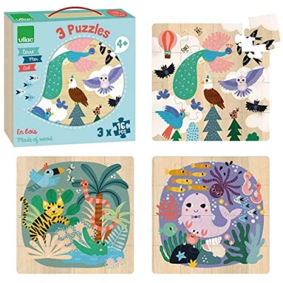 Image de Vilac Crocodile Puzzles Terre Mer Ciel À partir de 4 ans 8536, Multicolor