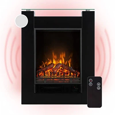 Image de Klarstein Cheminée Electrique d&#039;Intérieur, Chauffage de 1800W, Fausse Decorative avec Effet Flamme en LED, Télécommande Inclus, Programmable, Minuterie, Thermostat Réglable