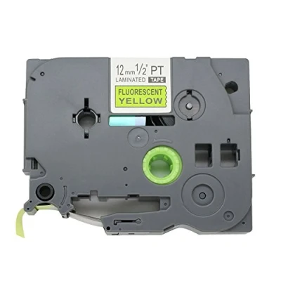 Image de BROVACS Ruban d&#039;étiquettes noir sur jaune fluo compatible avec Brother P Touch TZ C31 TZe 12 mm 1/2&quot; OPA1333