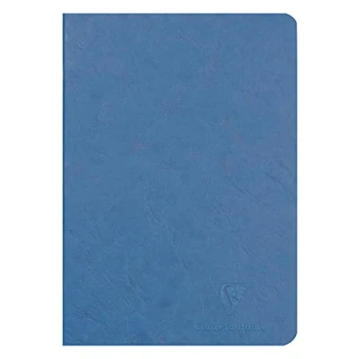 Image de Clairefontaine 733104C Collection Age Bag Un Carnet Agrafé Bleu A5 14,8x21 cm 96 Pages Unies Blanches Papier 90 g Couverture Carte Lustrée Grain Cuir